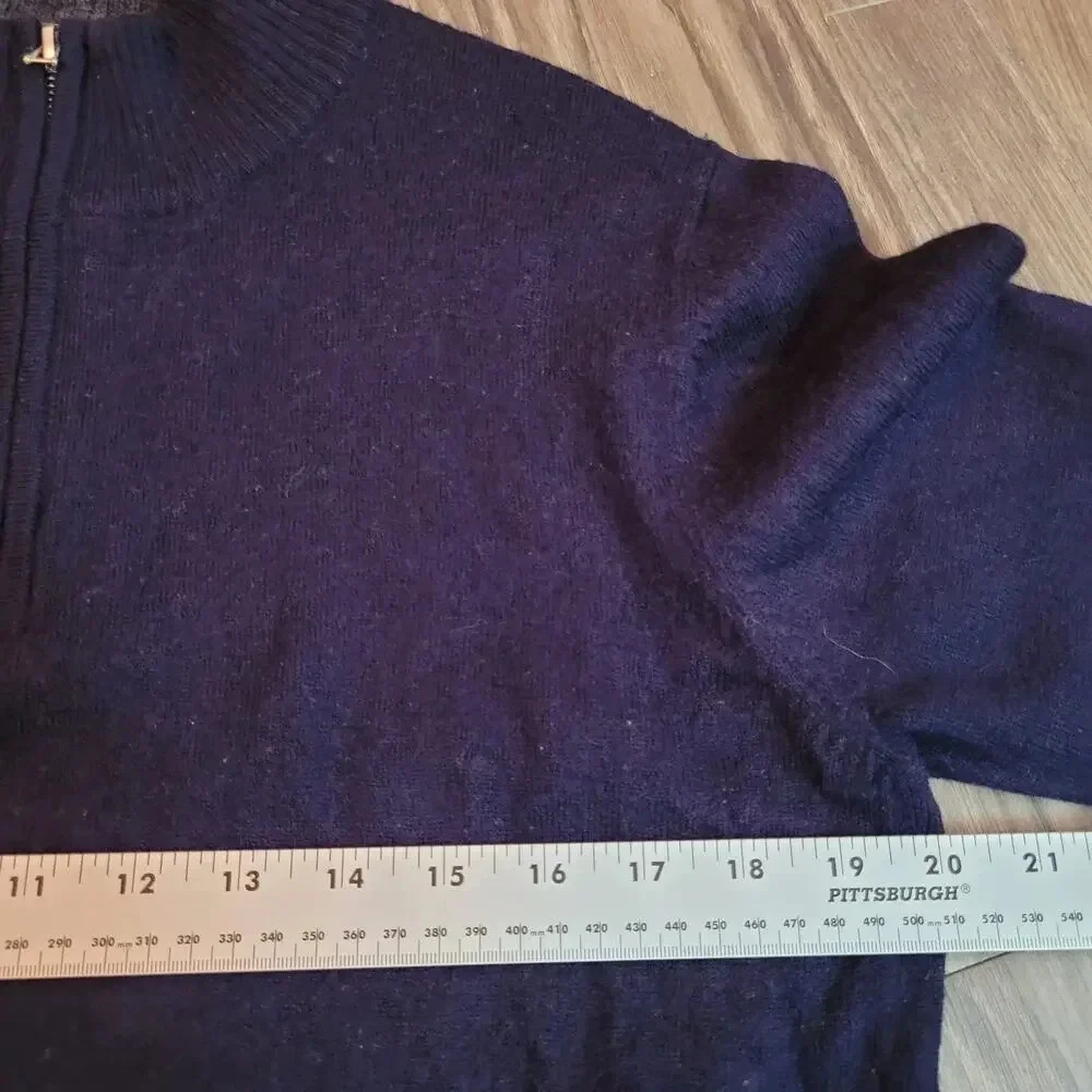 Tailor Byrd Men Wool Pullover Sweater M Black Quarter Zip Long Sleeves Mock Neck
